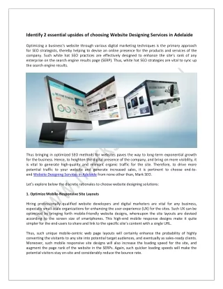 Identify 2 essential upsides of choosing Website Designing Services in Adelaide