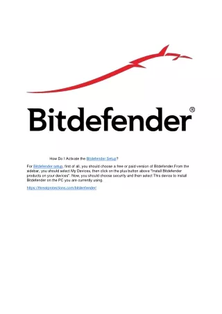 how do i activate the bitdefender setup