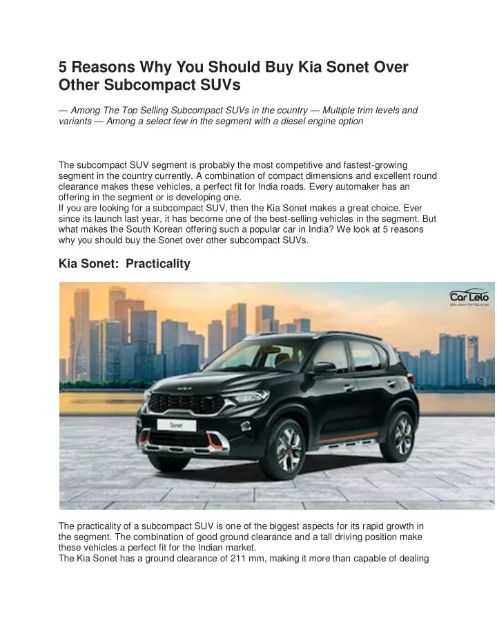 5 reasons why you should buy kia sonet over other