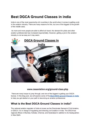 best dgca ground classes in india