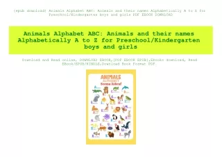 {epub download} Animals Alphabet ABC Animals and their names Alphabetically A to Z for PreschoolKindergarten boys and gi