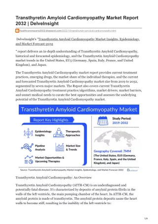 Transthyretin Amyloid Cardiomyopathy Market Report 2032  DelveInsight
