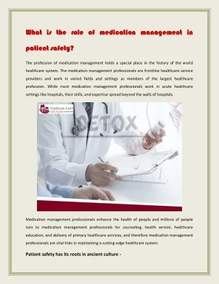 what is the role of medication management in what