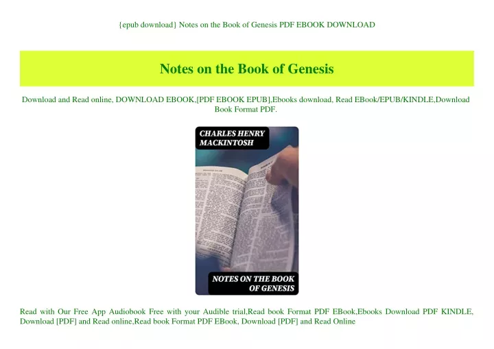 epub download notes on the book of genesis