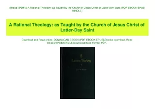 ((Read_[PDF])) A Rational Theology as Taught by the Church of Jesus Christ of Latter-Day Saint {PDF EBOOK EPUB KINDLE}
