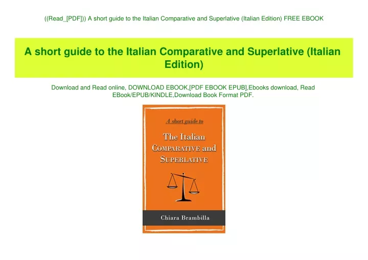 Ppt Read [pdf] A Short Guide To The Italian Comparative And Superlative Italian Edition