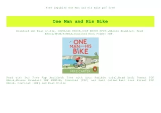 Free [epub]$$ One Man and His Bike pdf free