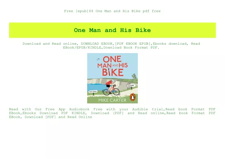free epub one man and his bike pdf free