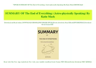 EPUB$ SUMMARY OF The End of Everything (Astro-physically Speaking) By Katie Mack EBOOK #pdf