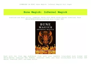 [DOWNLOAD IN @PDF] Bune Magick Infernal Magick Full Pages