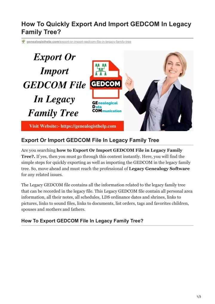 how to quickly export and import gedcom in legacy