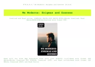 r e a d we moderns enigmas and guesses r a r