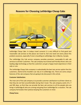 reasons for choosing lethbridge cheap cabs