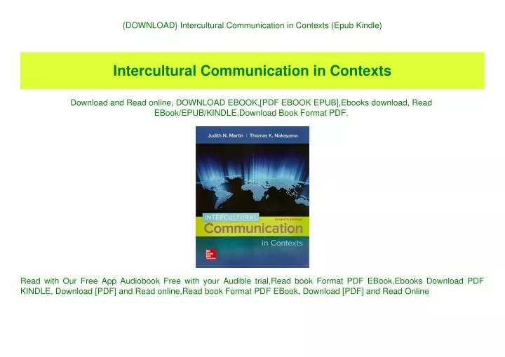 download intercultural communication in contexts