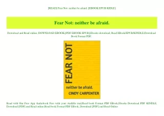 [READ] Fear Not neither be afraid. [EBOOK EPUB KIDLE]