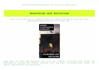 Download [ebook]$$ Anarchism and Socialism {read online}