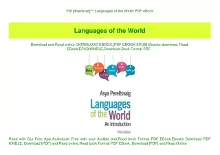 Pdf [download]^^ Languages of the World PDF eBook