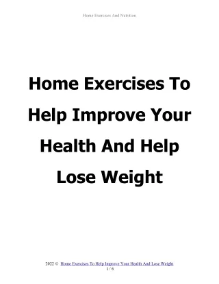 13_Home Exercises To Help Improve Your Health And Help Lose Weight