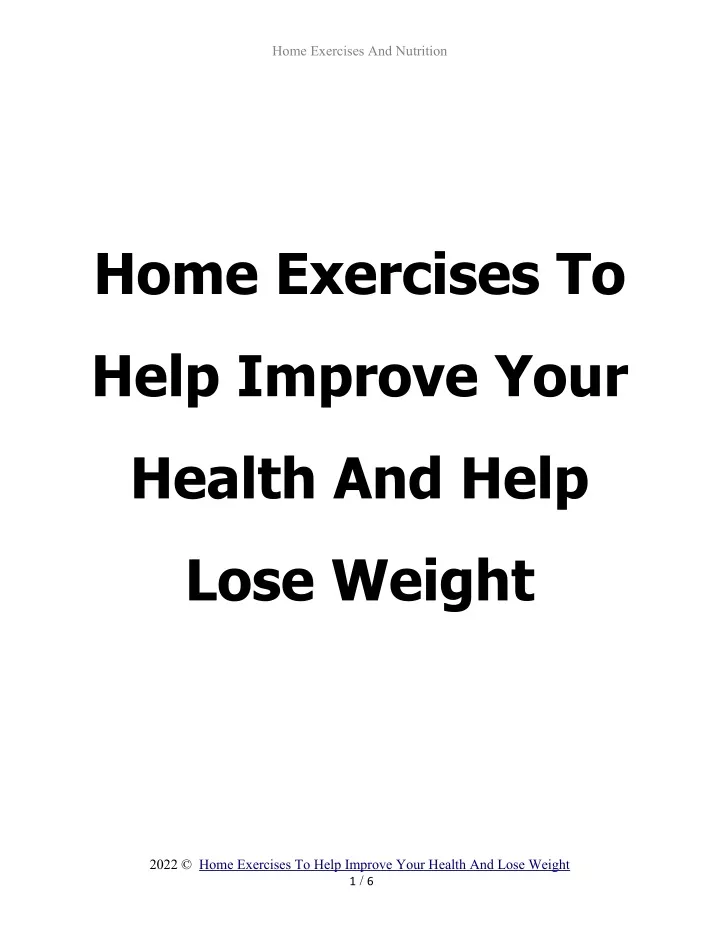 home exercises and nutrition
