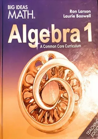 BIG IDEAS MATH Algebra 1 Common Core Teacher Edition 2015