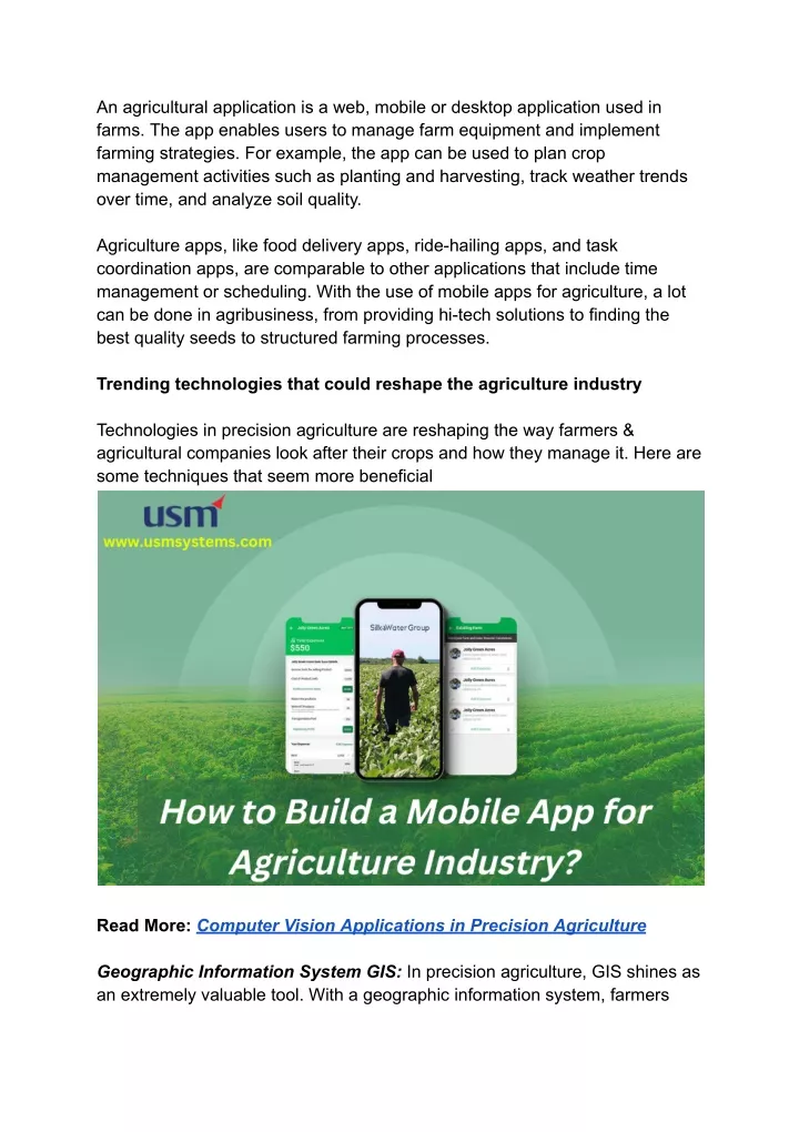 an agricultural application is a web mobile