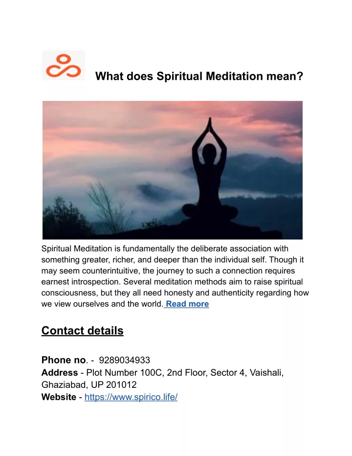 what does spiritual meditation mean