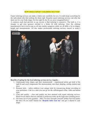 HOW DOES EXPERT TAILORING MATTER
