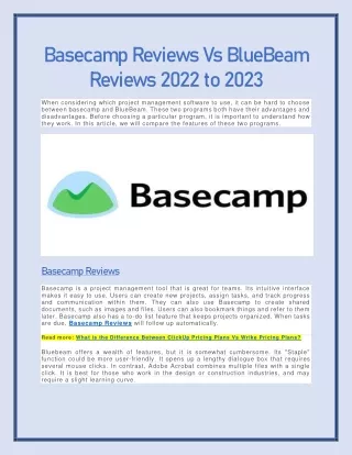 basecamp reviews vs bluebeam reviews 2022 to 2023