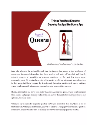Things You Must Know to Develop An App like Quora App