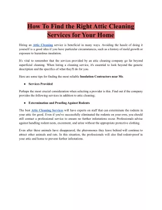 How To Find the Right Attic Cleaning Services