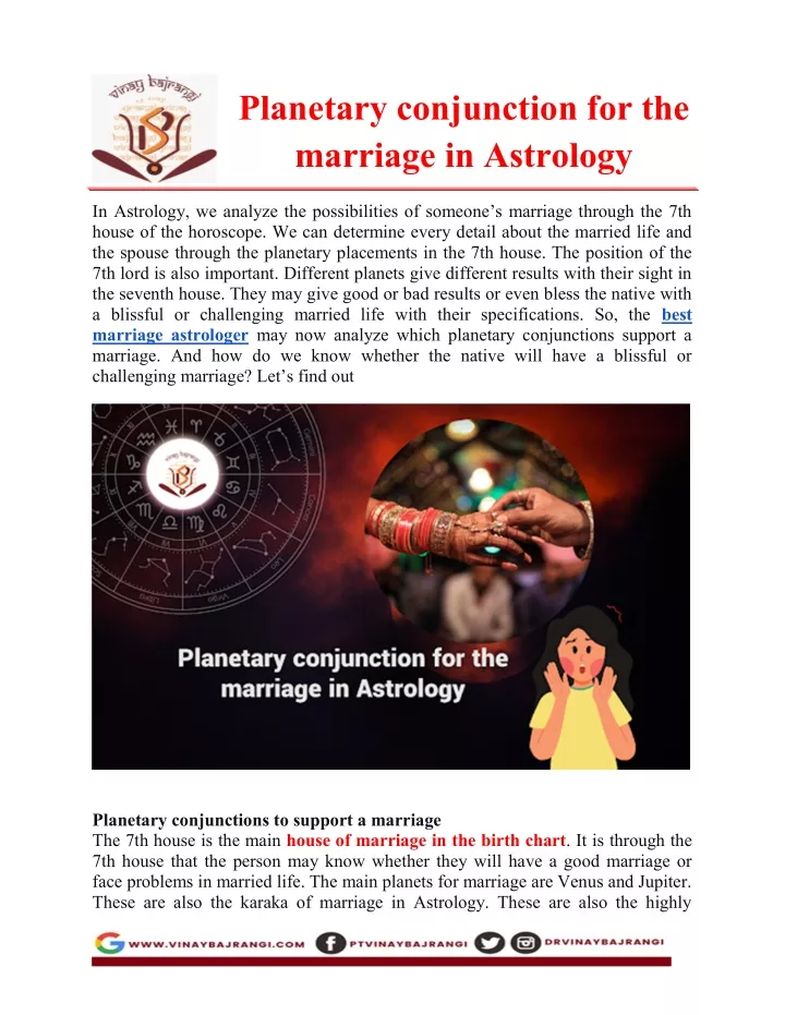 planetary conjunction for the marriage