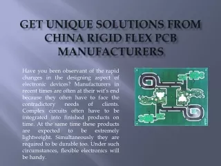 Get Unique Solutions from China Rigid Flex PCB Manufacturers