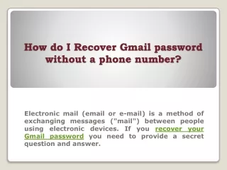 how do i recover gmail password without a phone number