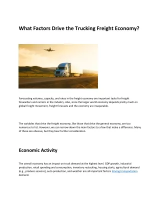 What Factors Drive the Trucking Freight Economy