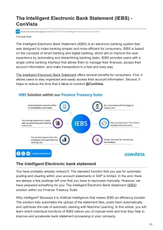 The Intelligent Electronic Bank Statement (IEBS) - ConVista