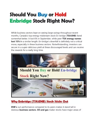 should you buy or hold enbridge stock right now