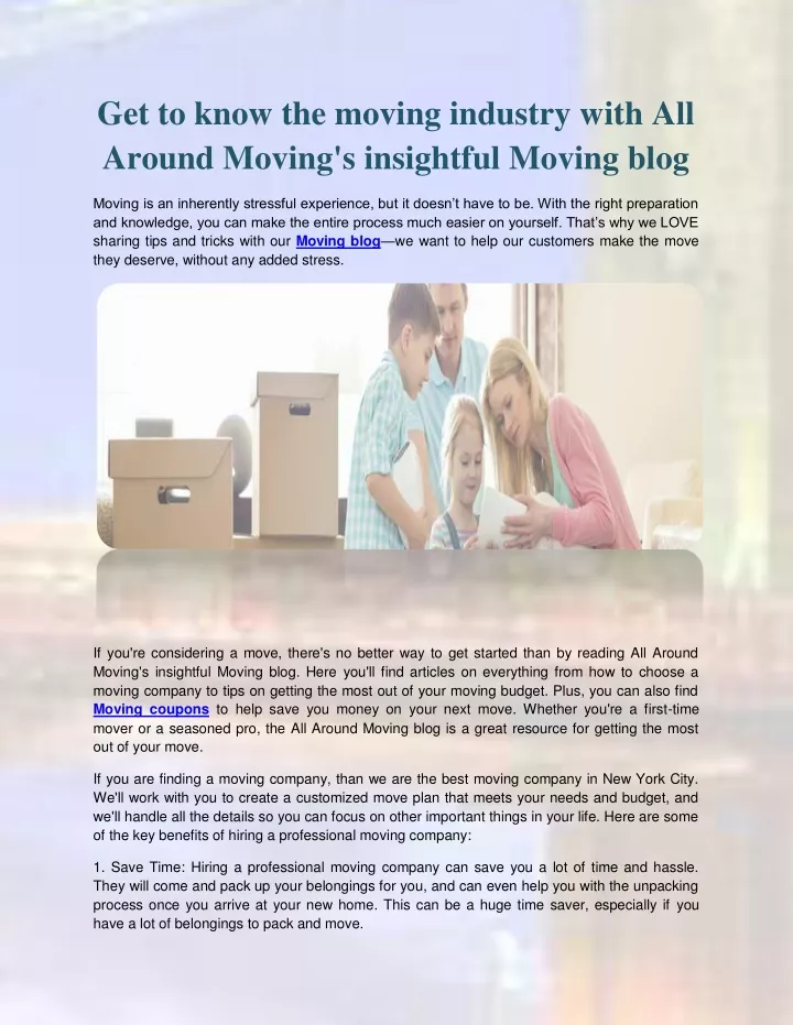 get to know the moving industry with all around
