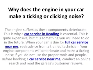 why does the engine in your car make a ticking or clicking noise