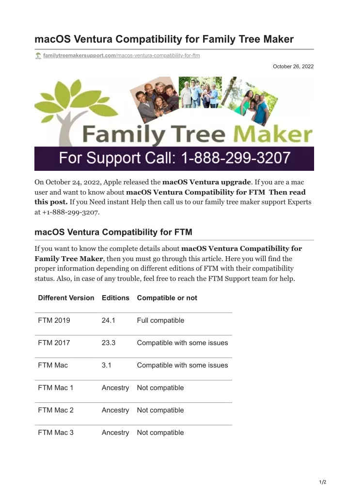 macos ventura compatibility for family tree maker