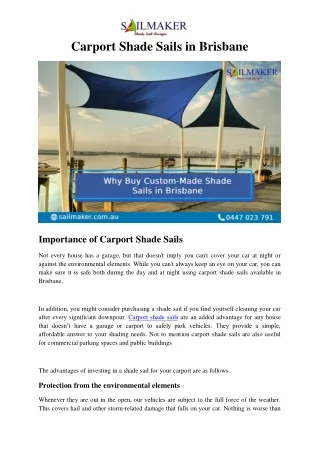Carport Shade Sails in Brisbane