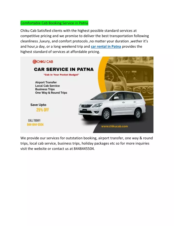 comfortable cab booking service in patna