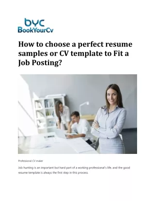 How to choose a perfect resume samples or CV template to choose perfect resume