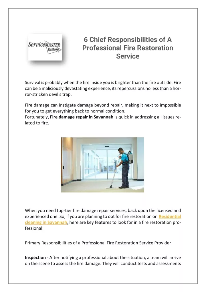 6 chief responsibilities of a professional fire