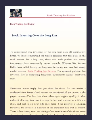 Stock Investing Over the Long Run