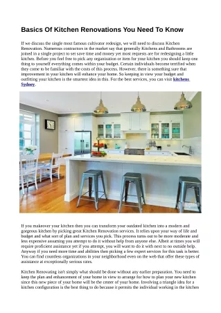 basics of kitchen renovations you need to know