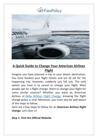 A Quick Guide to Change Your American Airlines Flight