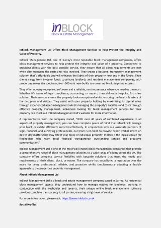 inblock management ltd offers block management