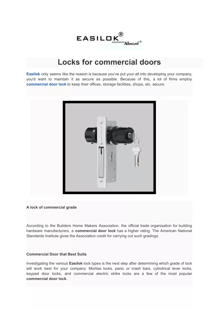 locks for commercial doors