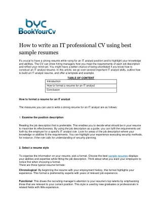 How to write an IT professional CV using best sample resumes