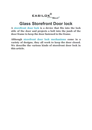 Glass Storefront Door lock